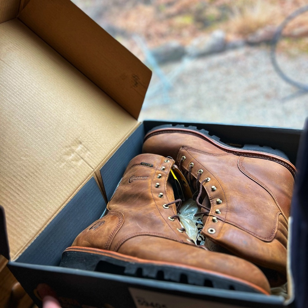 -NWT- CHIPPEWA SUPER DNA 9" WATERPROOF STEEL TOE INSULATED LOGGERS